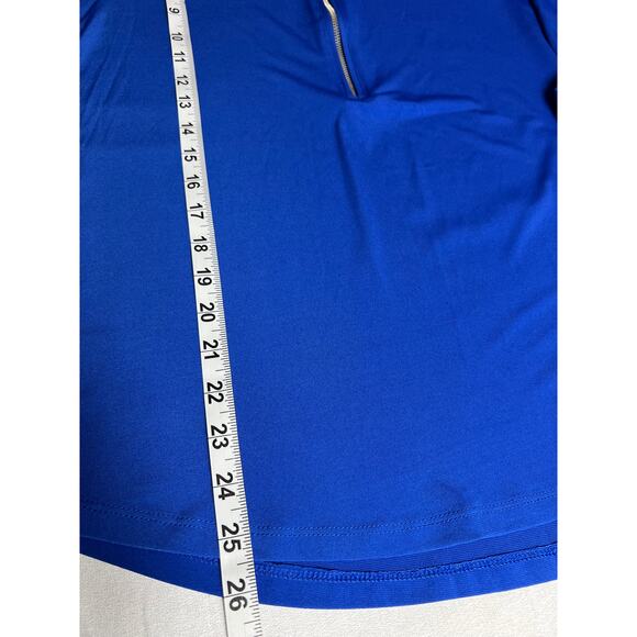 Ellen Tracy Women's Blouse Medium Persian Blue Zip Front Relaxed Fit Long Sleeve - Picture 10 of 10